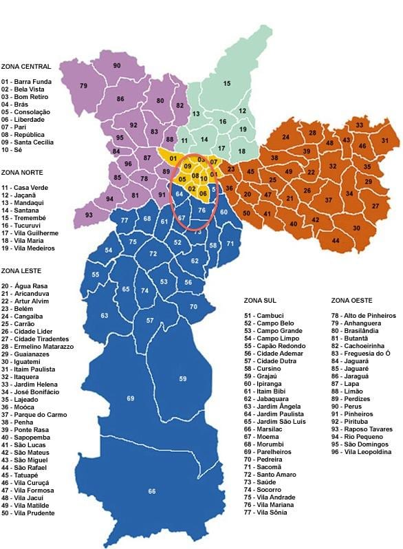 Квартали Сан Пауло картата