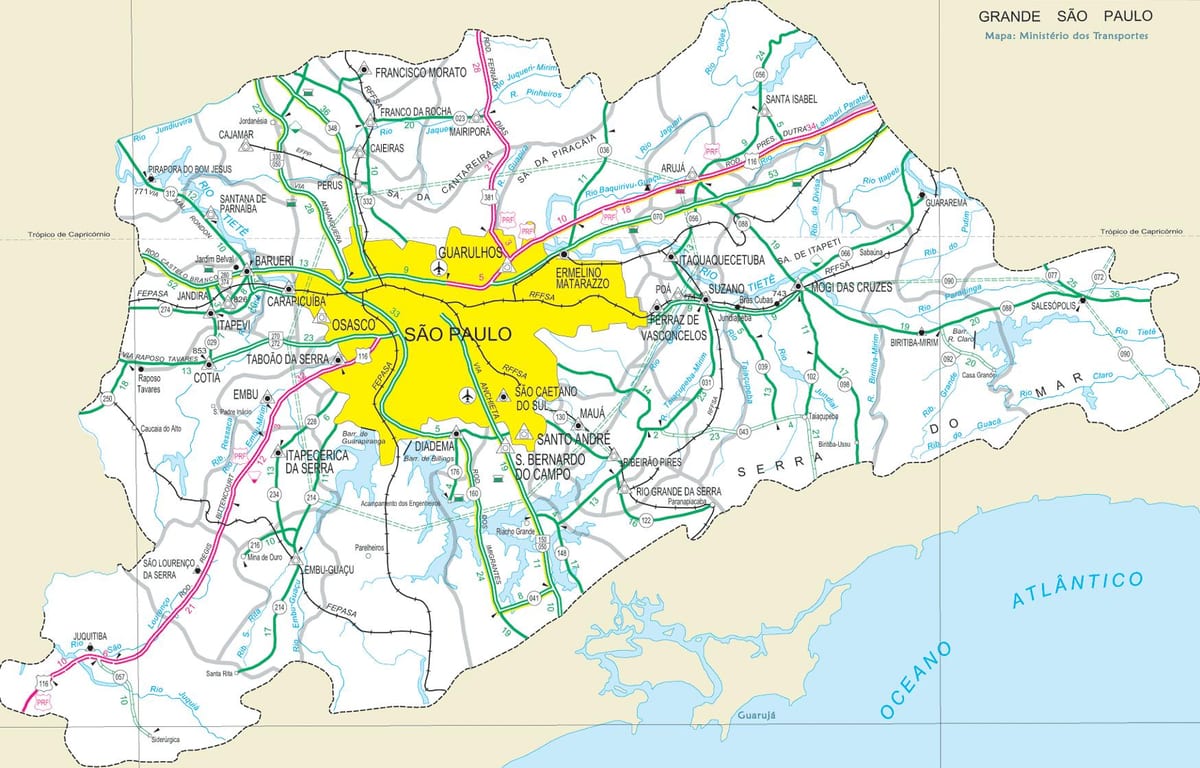 карта на Сан Пауло