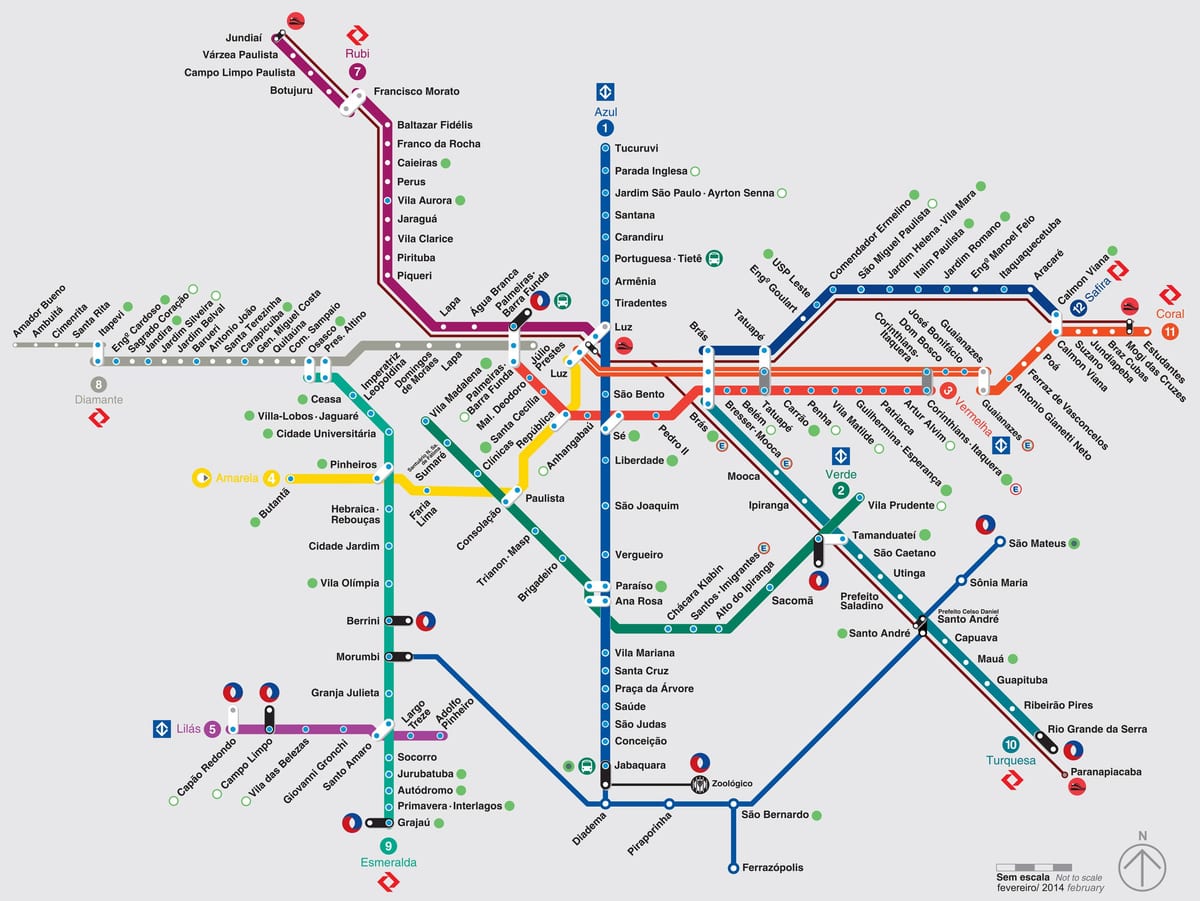 карта на метрото в Сао Пауло