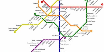 Метрото Сао Пауло на картата във формат PDF